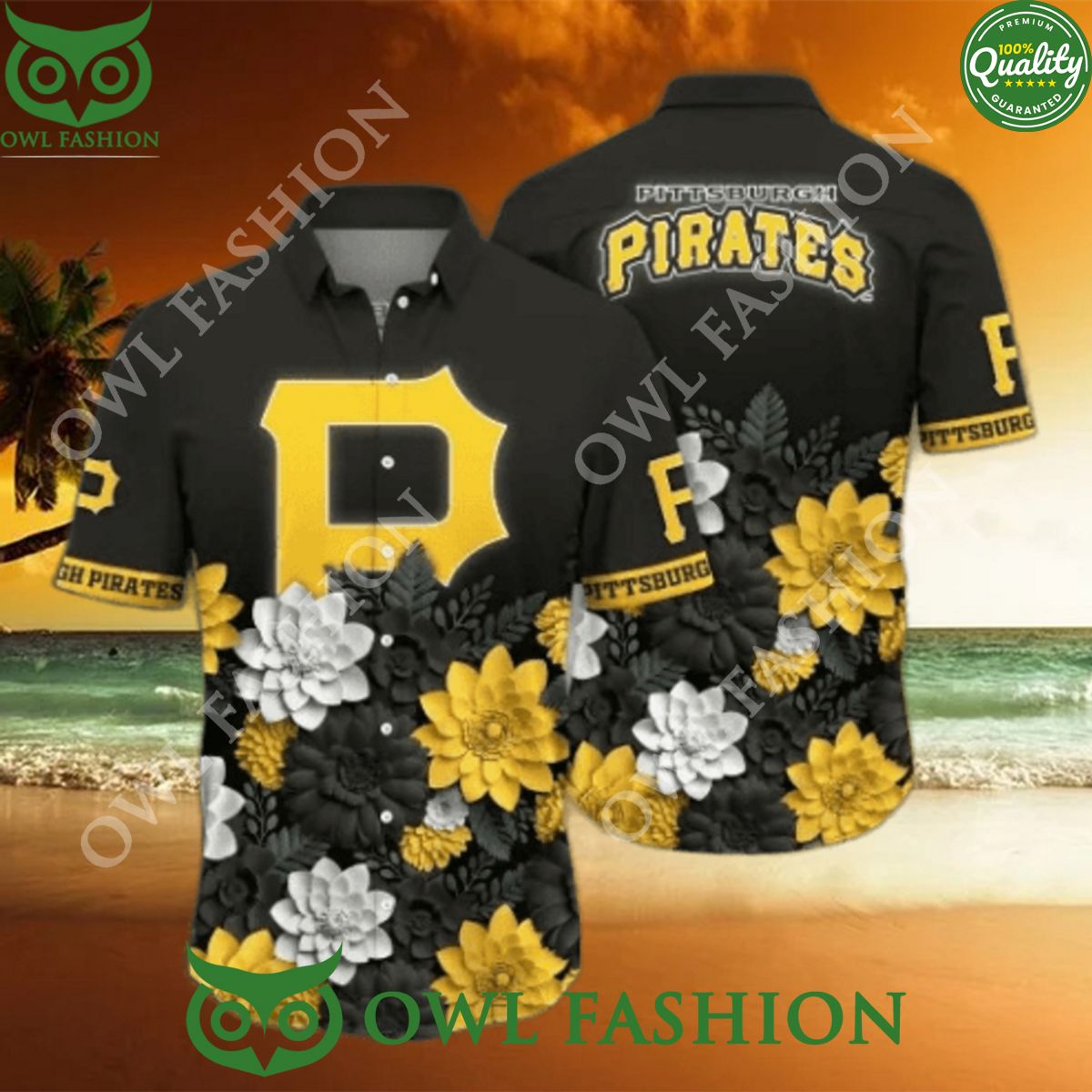Pittsburgh Pirates MLB Flower Fangift Hawaiian - Adult & Kids T-Shirts, Sweatshirts & Hoodies apparel design preview 1