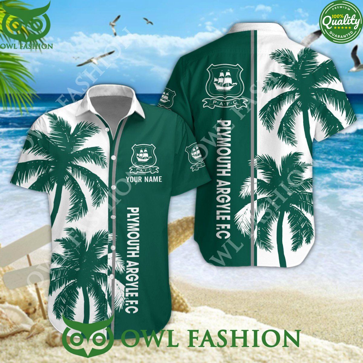 Plymouth Argyle FC Personalized Green coconut tree - Adult & Kids T-Shirts, Sweatshirts & Hoodies apparel design preview 1