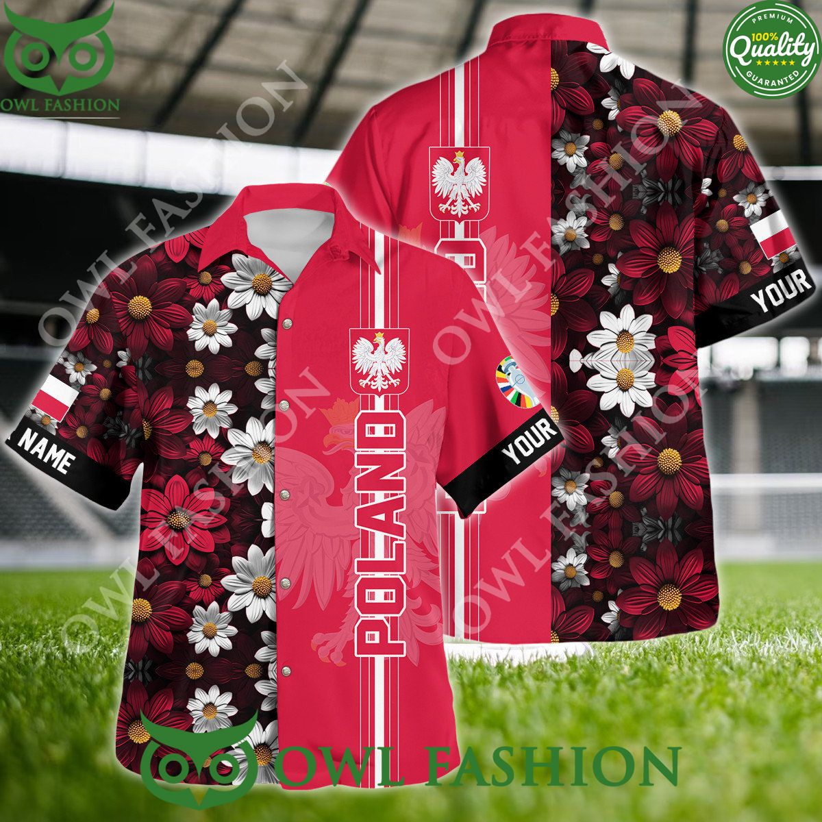 Poland Customized Euro Championship UEFA Hawaiian - Adult & Kids T-Shirts, Sweatshirts & Hoodies apparel design preview 1