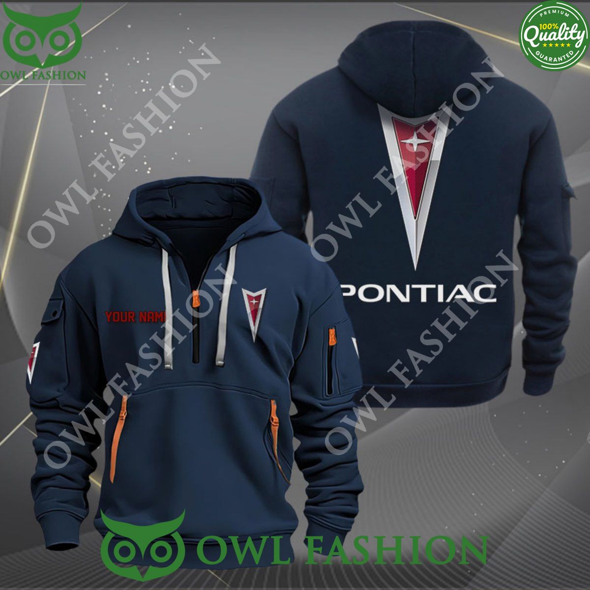 Pontiac Custom Name 2D Half Zipper - Adult & Kids T-Shirts, Sweatshirts & Hoodies apparel design preview 1