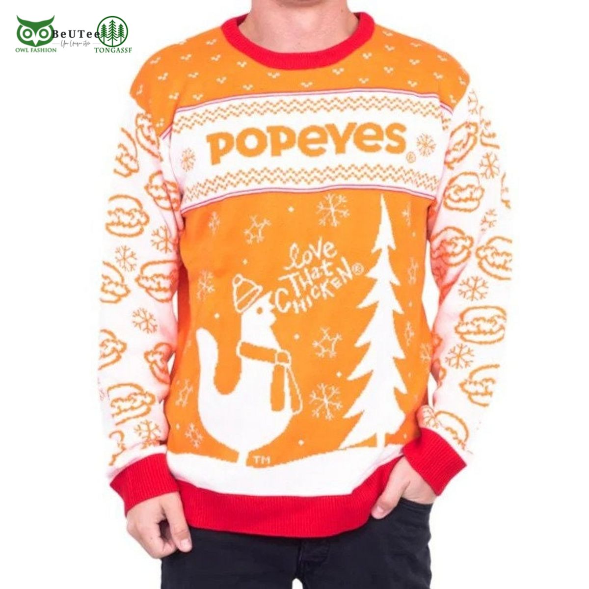 Popeyes Fast Food Love That Chicken Ugly Christmas - Adult & Kids T-Shirts, Sweatshirts & Hoodies apparel design preview 1