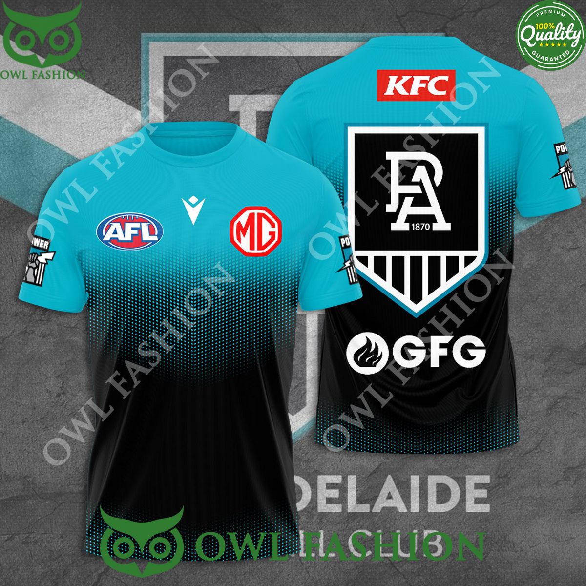 Port Adelaide FC AFL 1870 Football 3D - Adult & Kids T-Shirts, Sweatshirts & Hoodies apparel design preview 1
