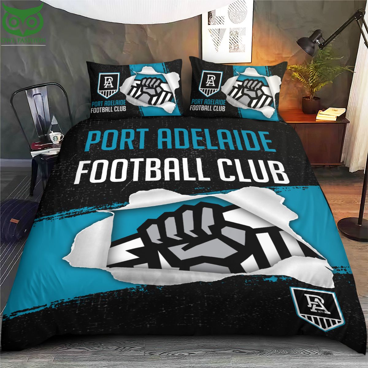 Port Adelaide Football Club Bedding set - Adult & Kids T-Shirts, Sweatshirts & Hoodies apparel design preview 1