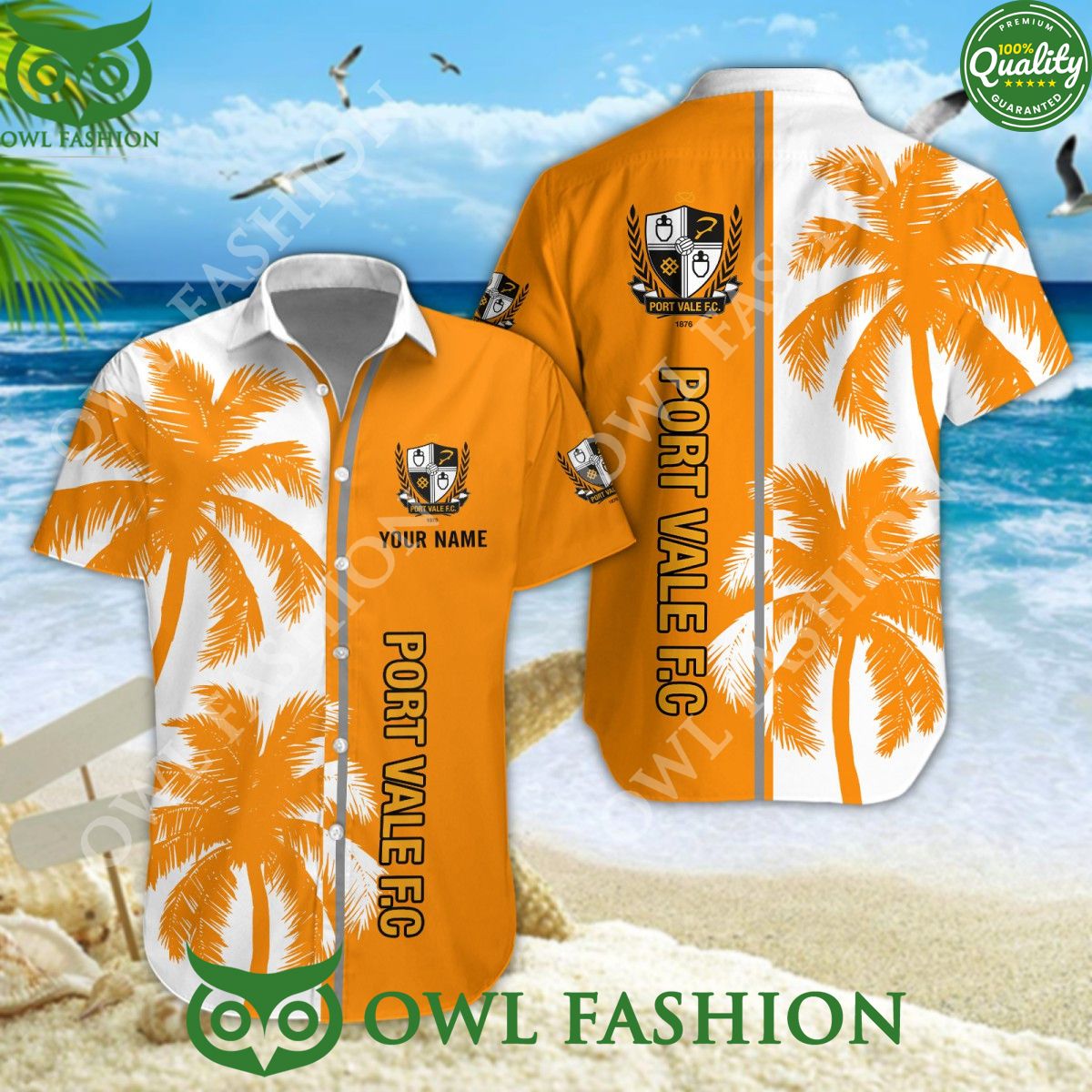 Port Vale EFL League Tropical Coconut Summer Custom - Adult & Kids T-Shirts, Sweatshirts & Hoodies apparel design preview 1