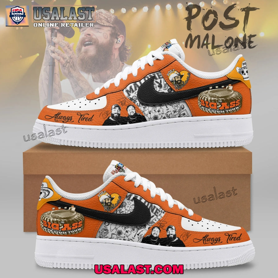 Post Malone Big Ass Stadium Tour Air Force Shoes - Adult & Kids T-Shirts, Sweatshirts & Hoodies apparel design preview 1