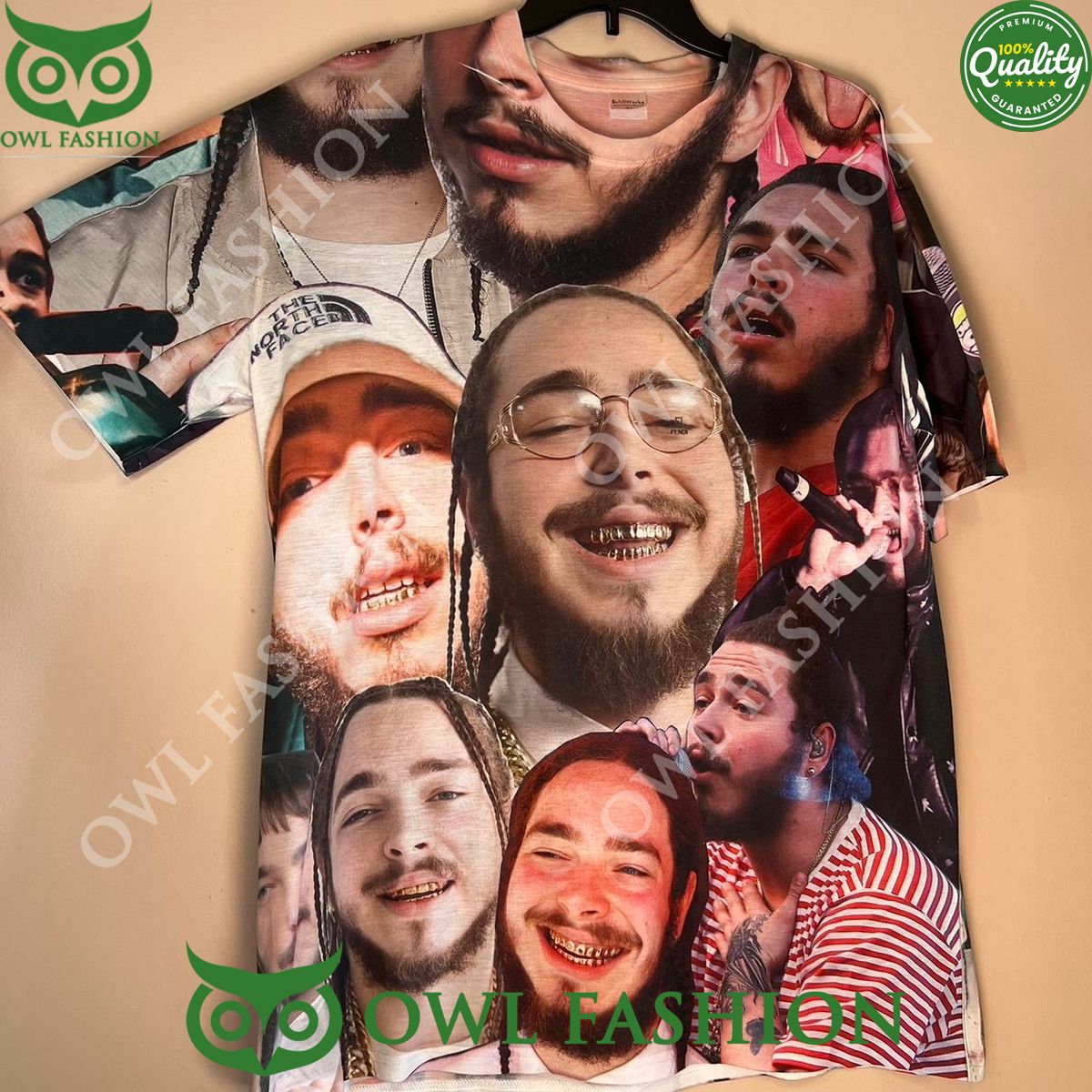 Post Malone Rapper and singer Faces 2024 printed - Adult & Kids T-Shirts, Sweatshirts & Hoodies apparel design preview 1