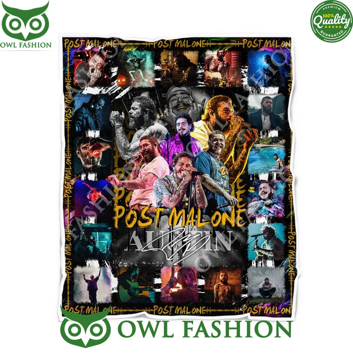 Post Malone Tour 2023 Austin Blanket Fleece Printed - Adult & Kids T-Shirts, Sweatshirts & Hoodies apparel design preview 1