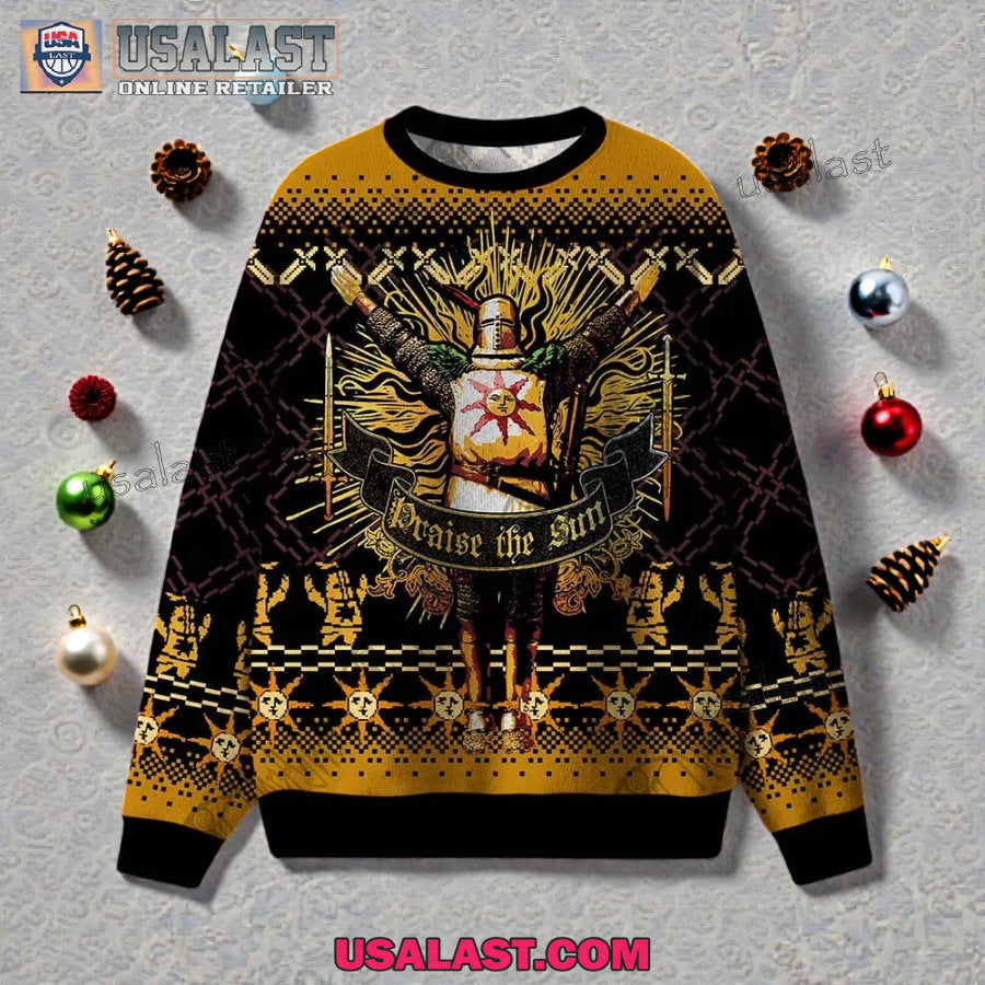 Praise the Sun Ugly Christmas Sweater - Adult & Kids T-Shirts, Sweatshirts & Hoodies apparel design preview 1