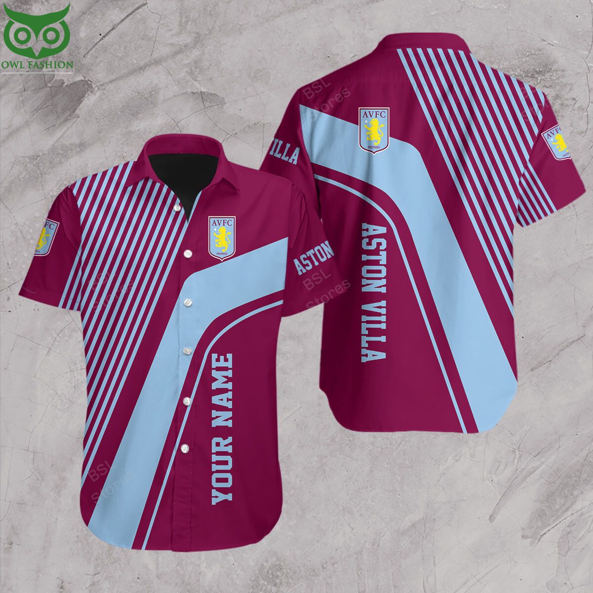 Premier League Aston Villa Customized Hawaiian Short - Adult & Kids T-Shirts, Sweatshirts & Hoodies apparel design preview 1