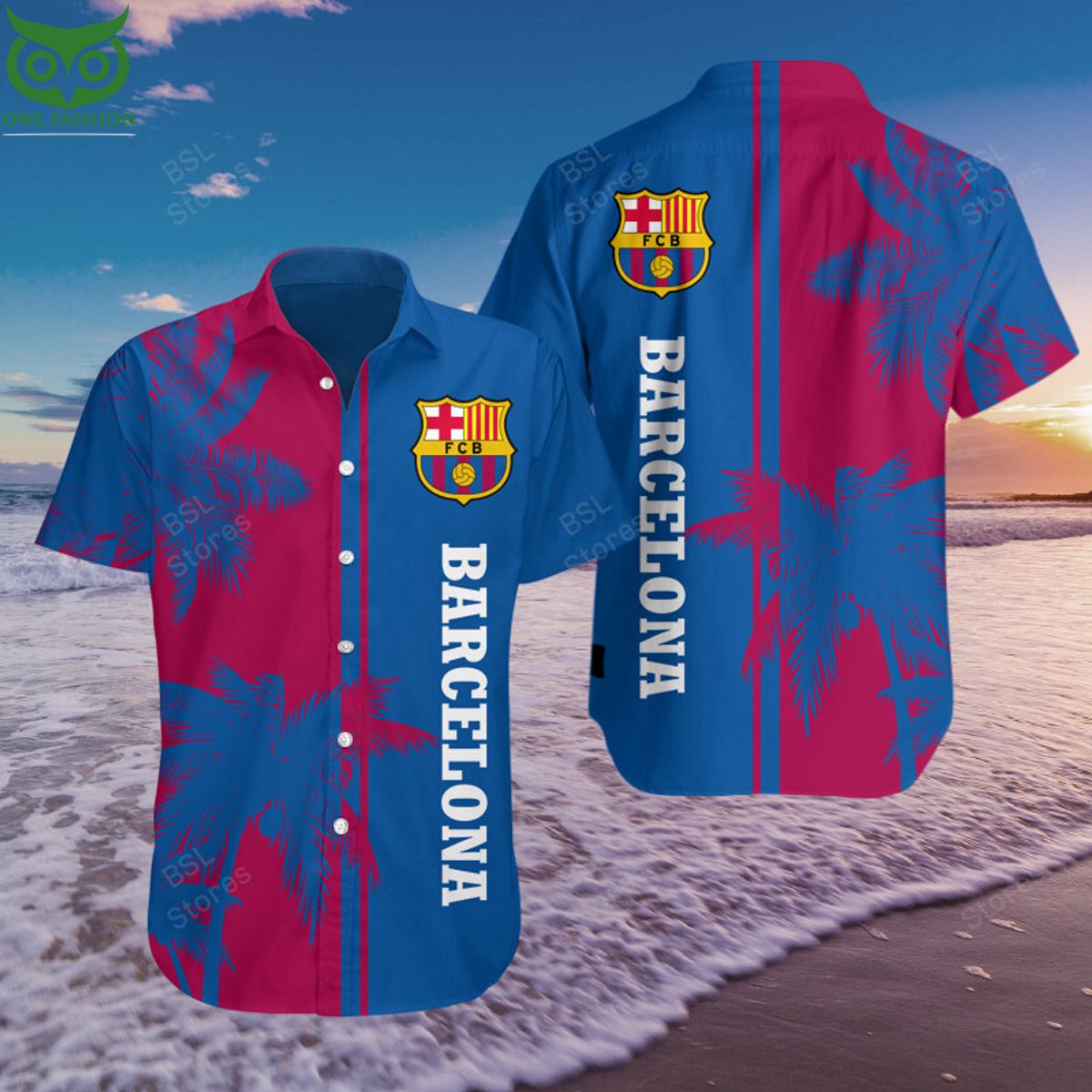Premium Barcelona UEFA LaLiga Hawaiian Short - Adult & Kids T-Shirts, Sweatshirts & Hoodies apparel design preview 1