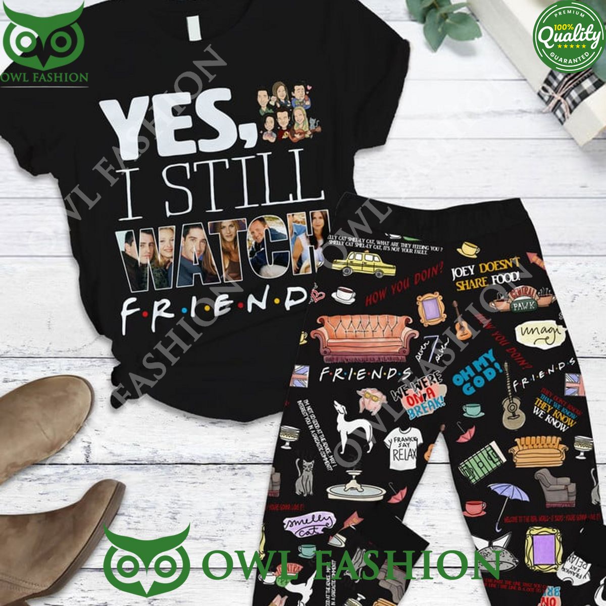 Premium Friends Series Yes I Still Watch Pajamas Set - Adult & Kids T-Shirts, Sweatshirts & Hoodies apparel design preview 1