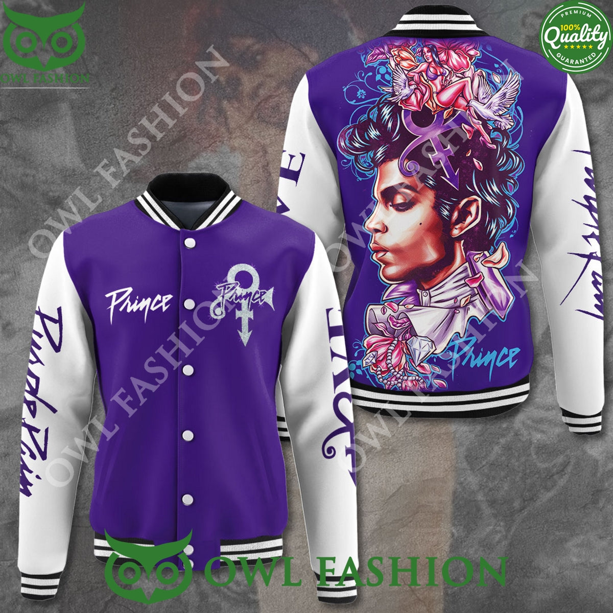 Prince American Singer Purple Baseball Varsity Jacket - Adult & Kids T-Shirts, Sweatshirts & Hoodies apparel design preview 1