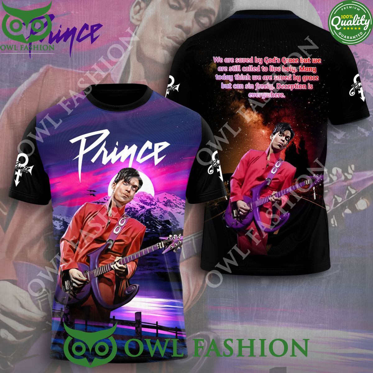 Prince Lyrics Music Guitar 3D - Adult & Kids T-Shirts, Sweatshirts & Hoodies apparel design preview 1