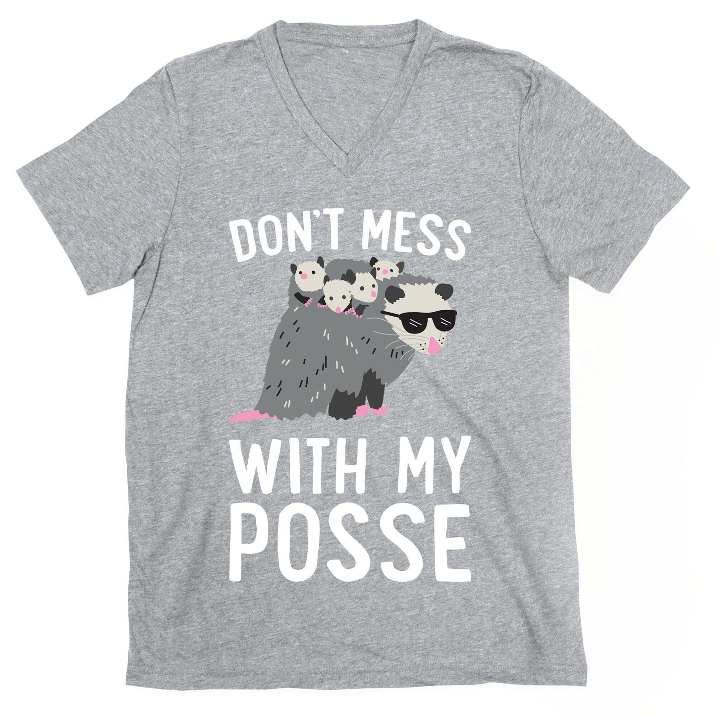 Don't Mess With My Posse Opossum V-Neck - Adult & Kids T-Shirts, Sweatshirts & Hoodies apparel design preview 1