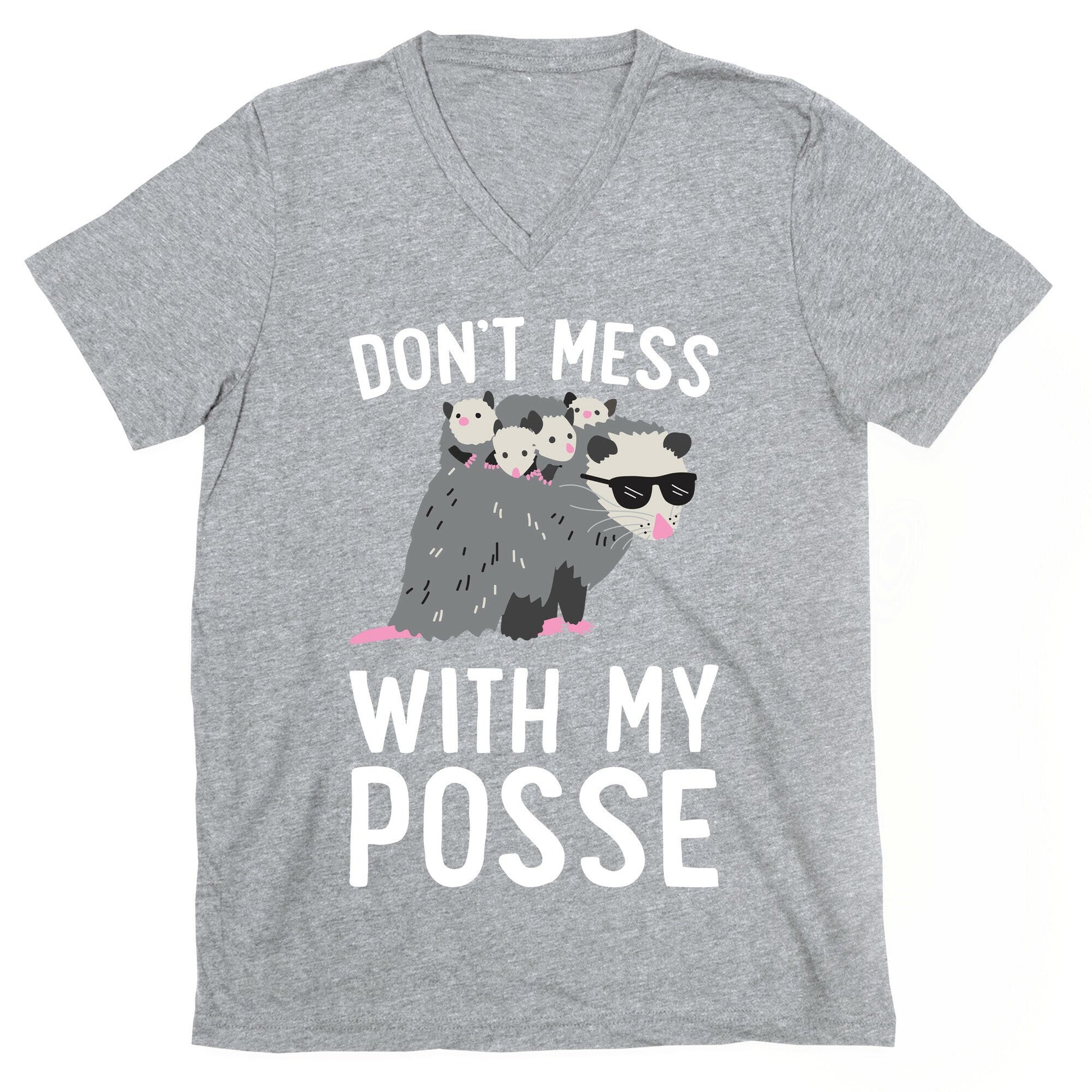 Don't Mess With My Posse Opossum V-Neck - Adult & Kids T-Shirts, Sweatshirts & Hoodies apparel design preview 1