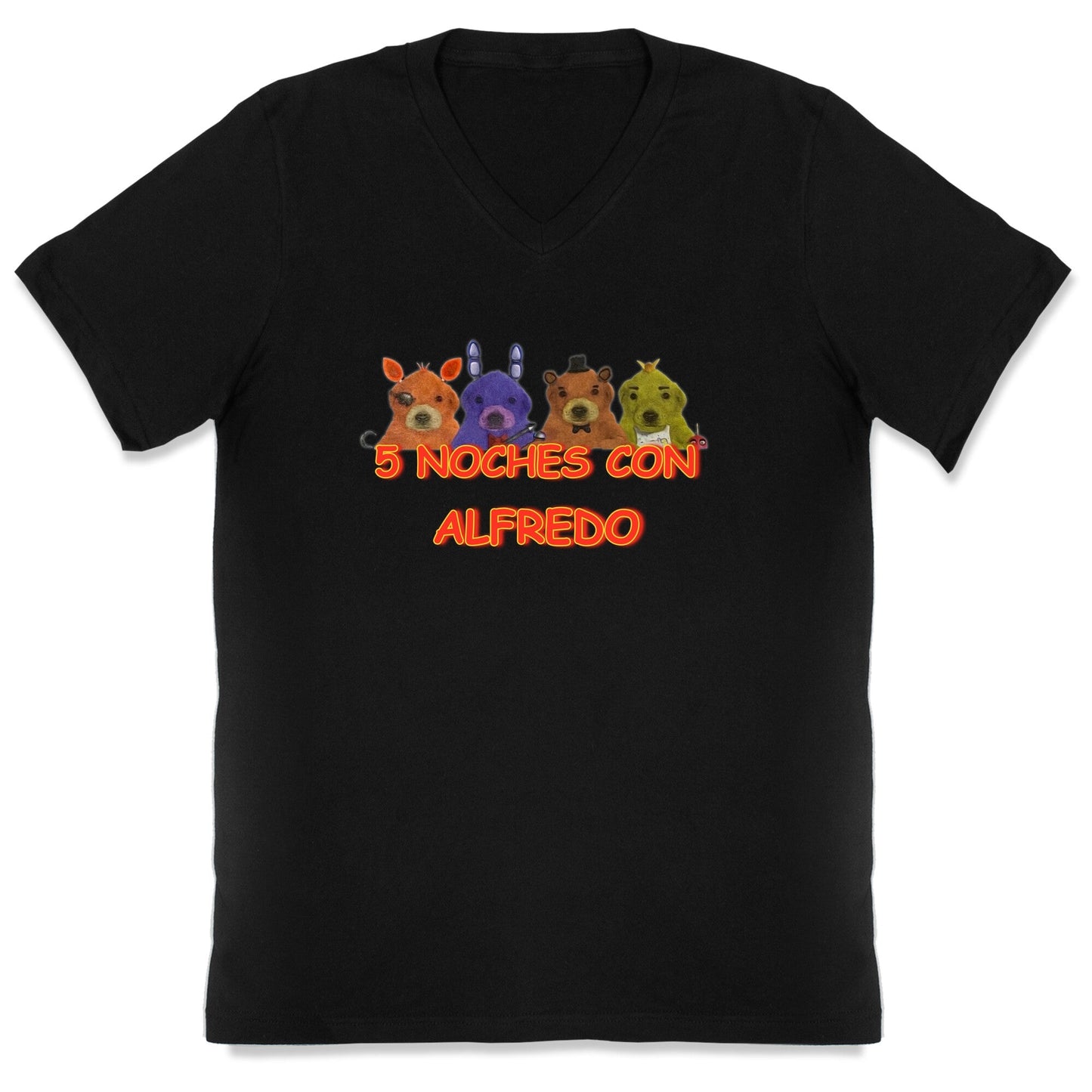 5 Noches Con Alfredo V-Neck - Adult & Kids T-Shirts, Sweatshirts & Hoodies apparel design preview 1