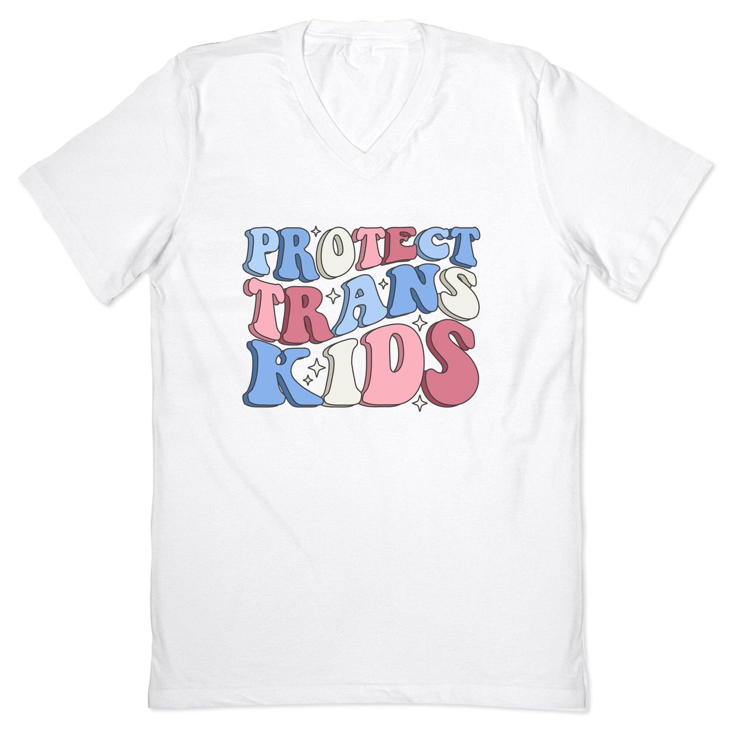 Protect Trans Kids V-Neck - Adult & Kids T-Shirts, Sweatshirts & Hoodies apparel design preview 1