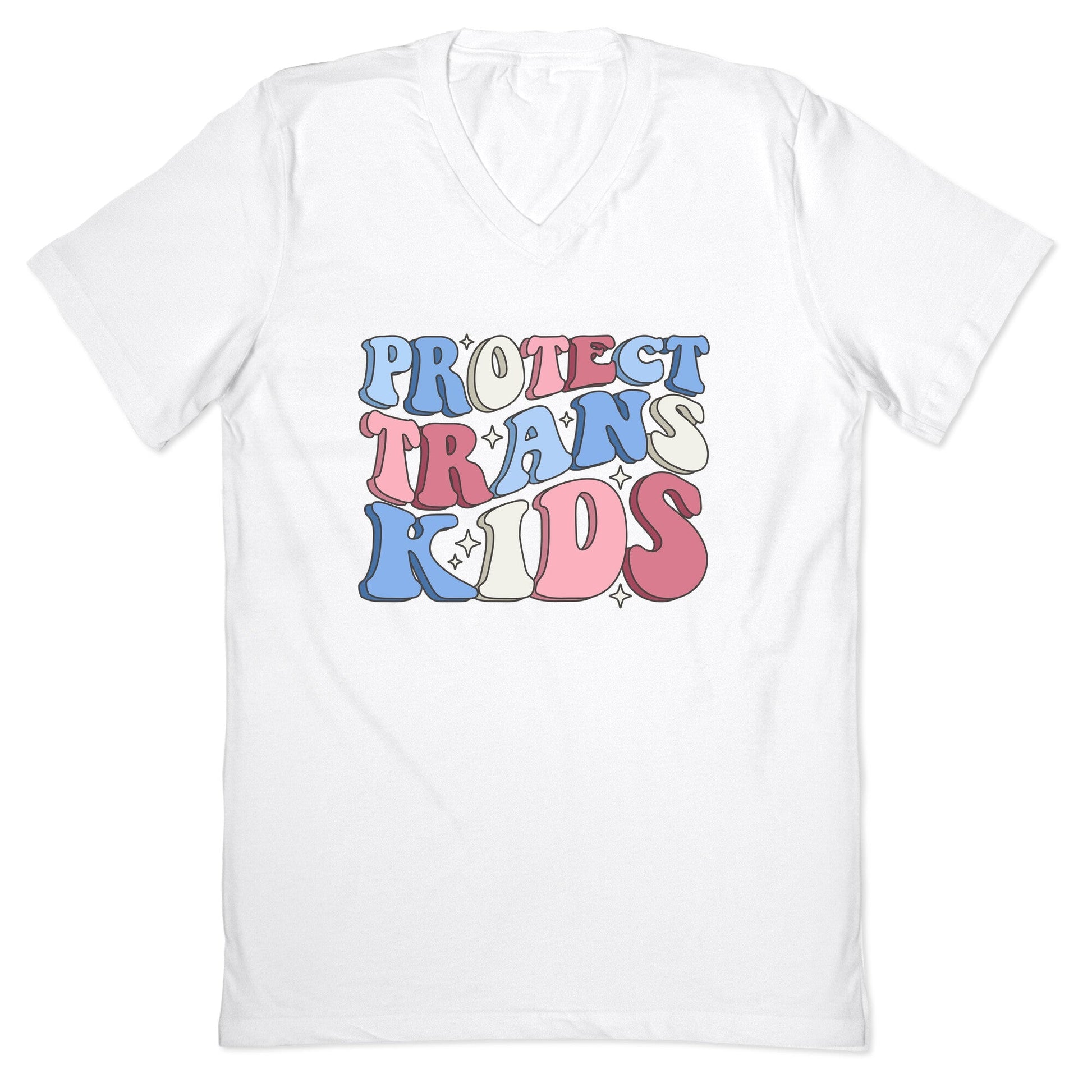 Protect Trans Kids V-Neck - Adult & Kids T-Shirts, Sweatshirts & Hoodies apparel design preview 1