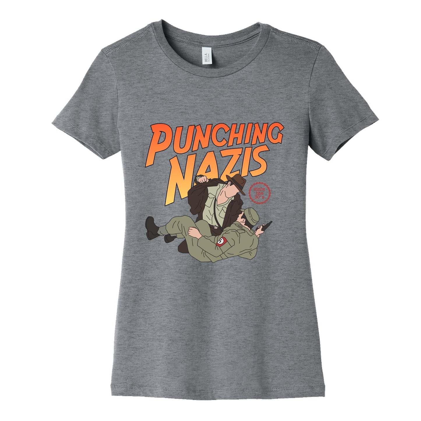 Punching Nazis Since 36 Womens Cotton - Adult & Kids T-Shirts, Sweatshirts & Hoodies apparel design preview 1