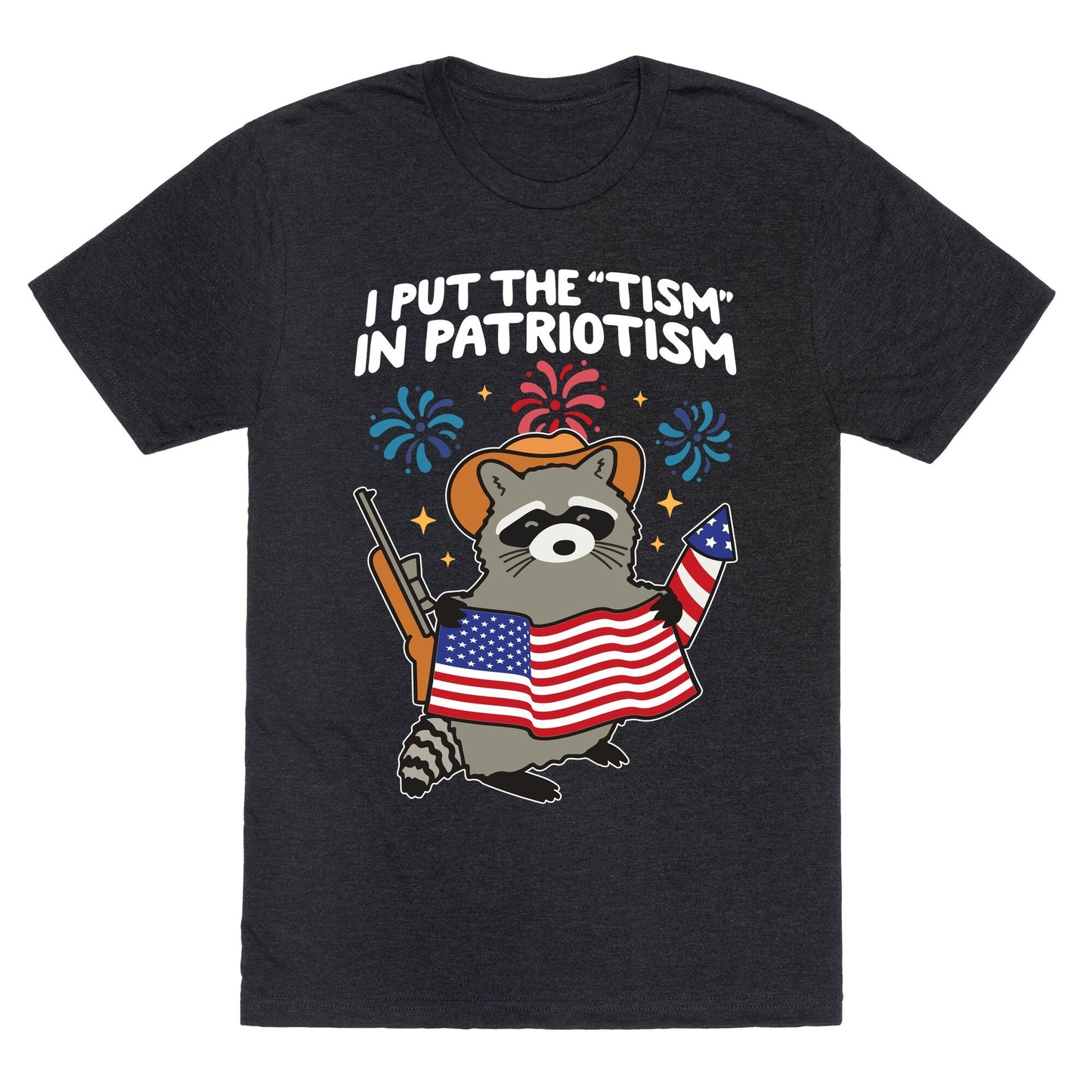 Tism In Patriotism Racoon Unisex Triblend - Adult & Kids T-Shirts, Sweatshirts & Hoodies apparel design preview 1