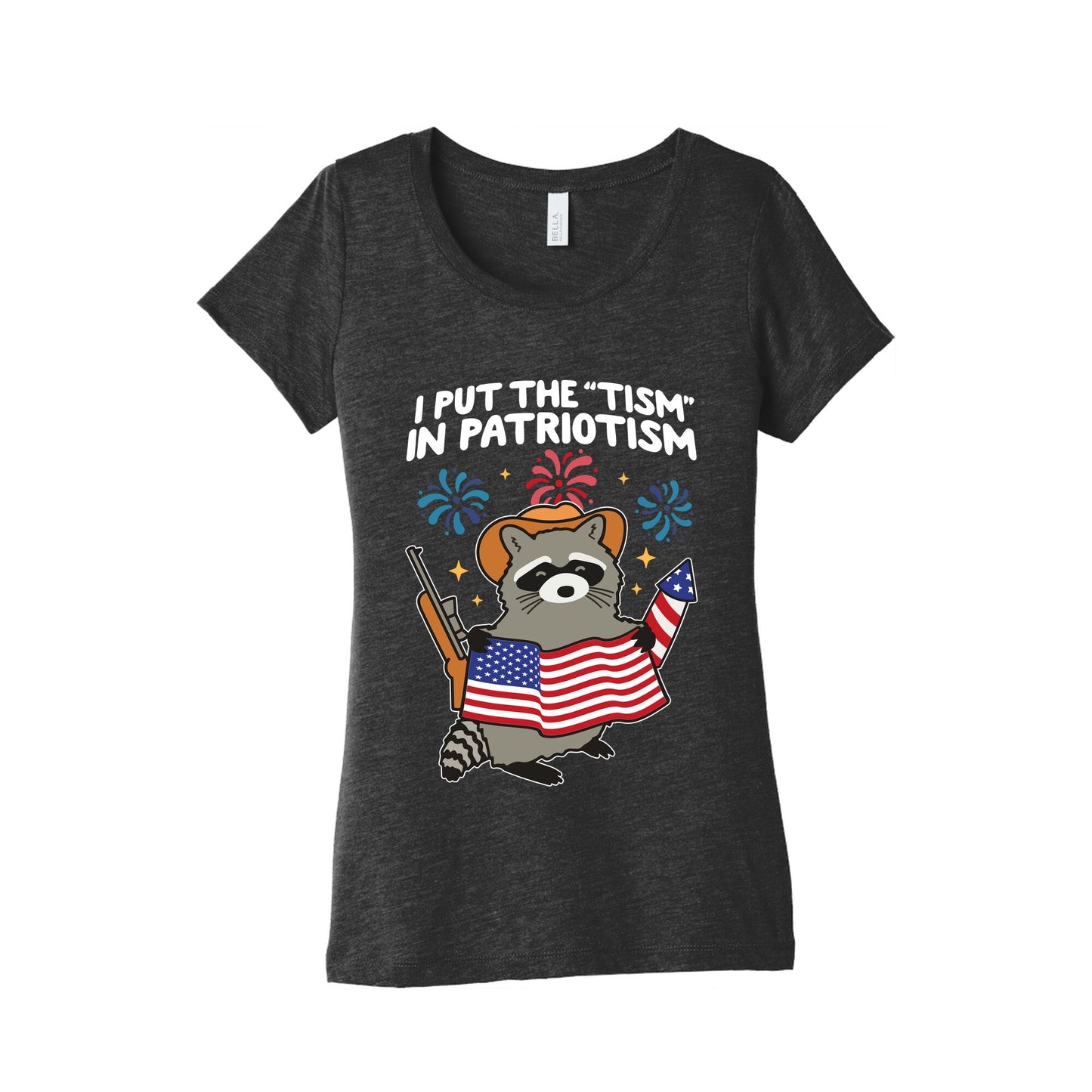 Tism In Patriotism Racoon Womens Triblend - Adult & Kids T-Shirts, Sweatshirts & Hoodies apparel design preview 1