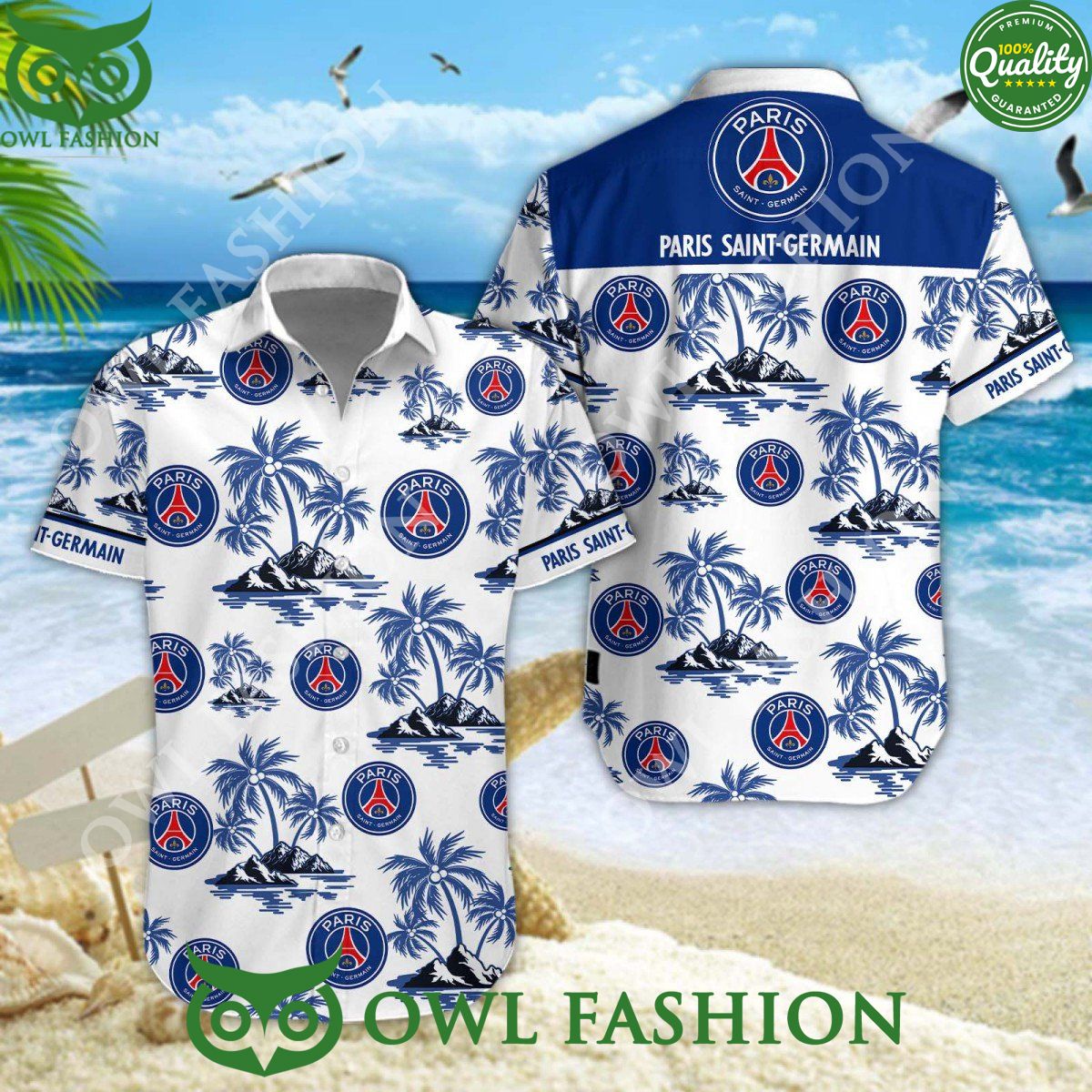 PSG Football Club Coconut Island Ligue 1 hawaiian - Adult & Kids T-Shirts, Sweatshirts & Hoodies apparel design preview 1