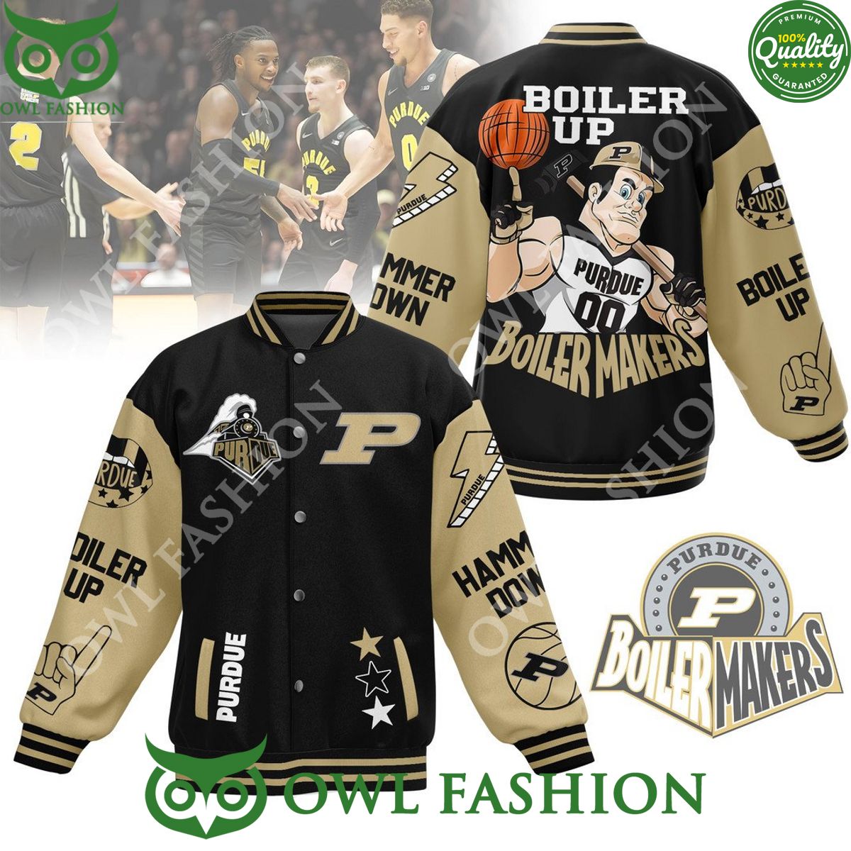 Purdue Boilermakers Boiler Up Hammer Down baseball - Adult & Kids T-Shirts, Sweatshirts & Hoodies apparel design preview 1