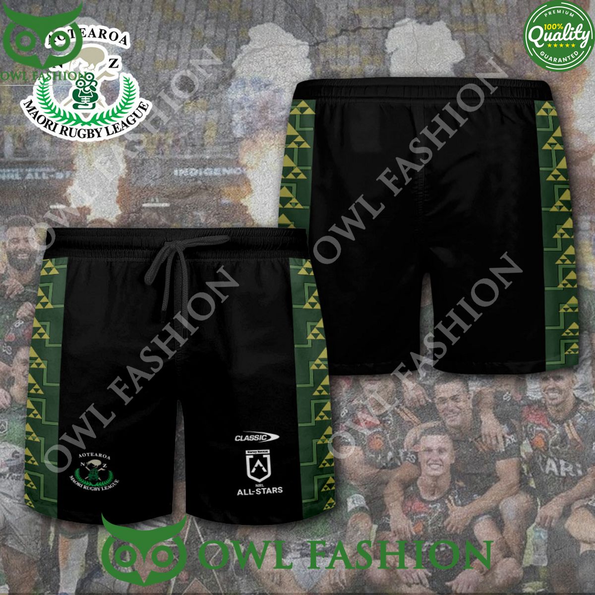 Māori All Stars Rug League Hawaii 3D Shorts - Adult & Kids T-Shirts, Sweatshirts & Hoodies apparel design preview 1