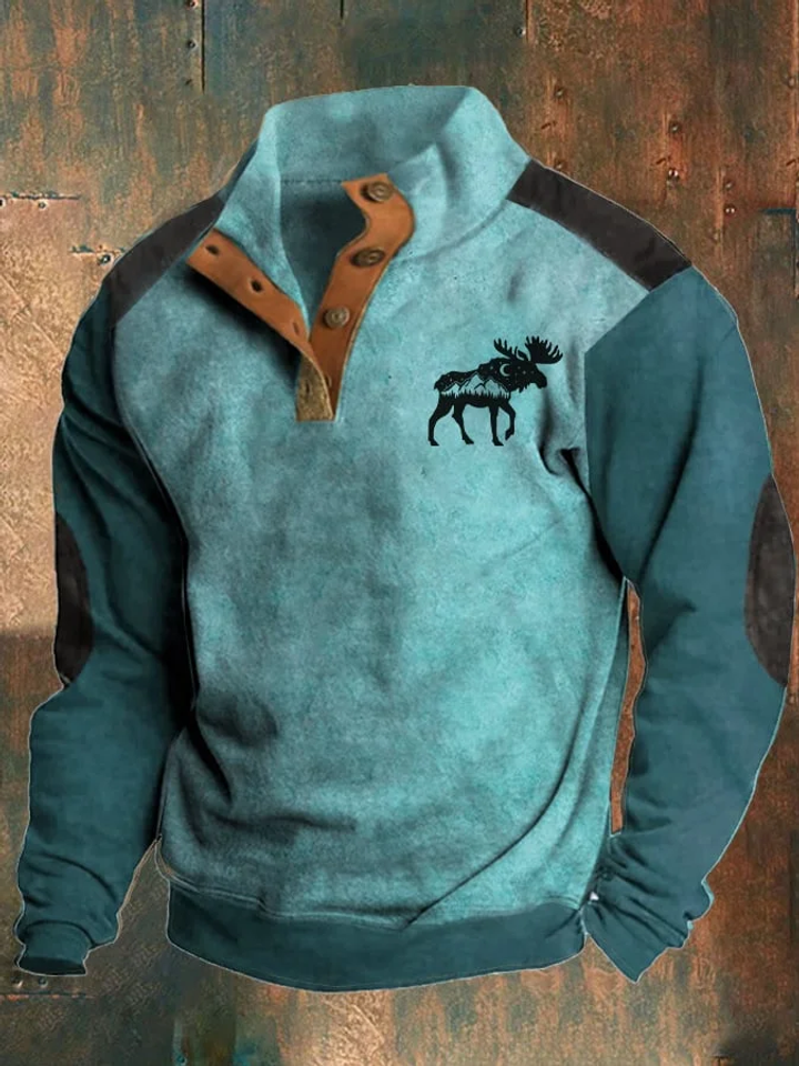 Retro Casual Western Print Stand Collar - Adult & Kids T-Shirts, Sweatshirts & Hoodies apparel design preview 1