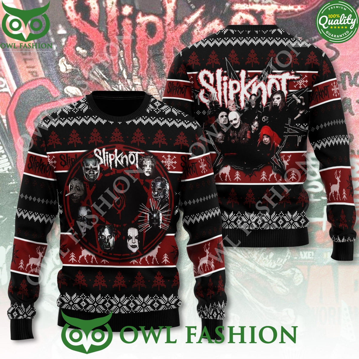 Slipknot Amercian Heavy Metal Christmas 3D Ugly - Adult & Kids T-Shirts, Sweatshirts & Hoodies apparel design preview 1