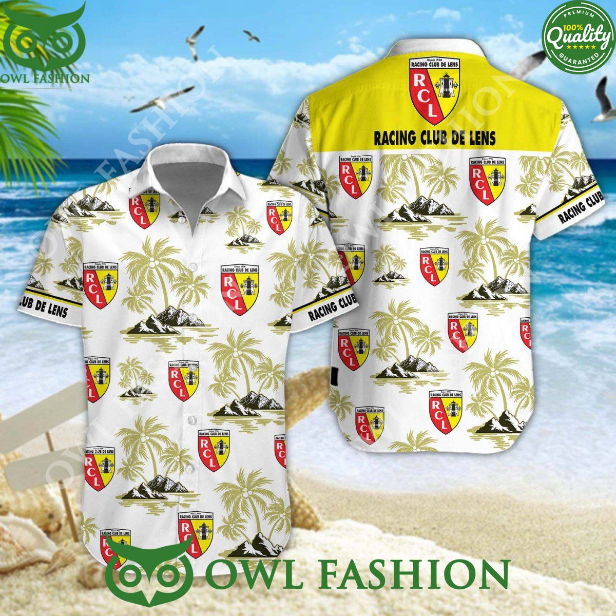 Racing Club de Lens Ligue 1 Coconut Island Hawaiian - Adult & Kids T-Shirts, Sweatshirts & Hoodies apparel design preview 1