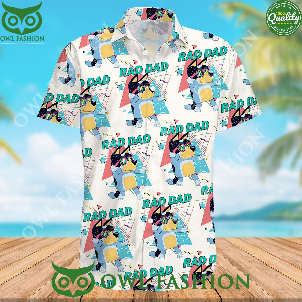 Rad Dad Cool Dog sunglasses hawaiian - Adult & Kids T-Shirts, Sweatshirts & Hoodies apparel design preview 1