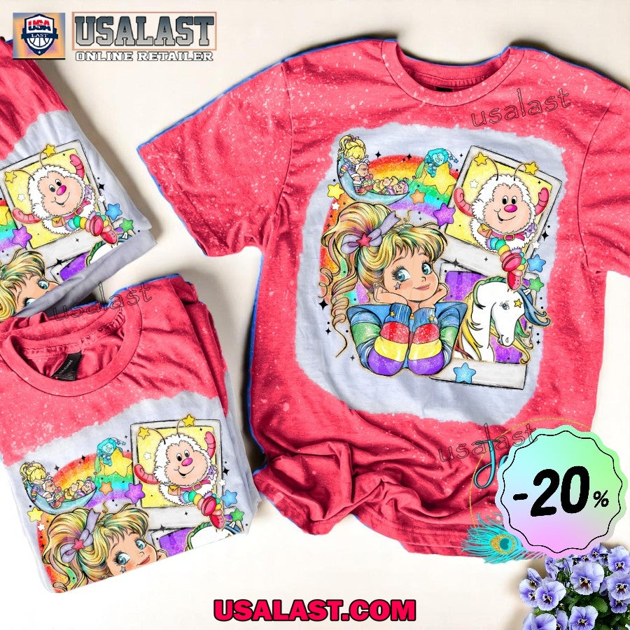 Rainbow Power 80's Girl Unisex Bleached - Adult & Kids T-Shirts, Sweatshirts & Hoodies apparel design preview 1