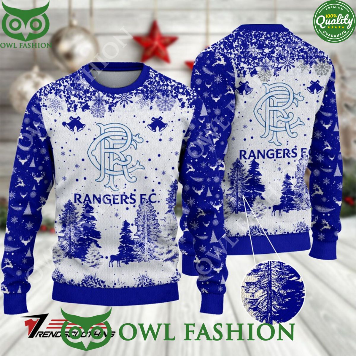 Rangers F.C. SPFL Scottish Snow Fall Pine Ugly - Adult & Kids T-Shirts, Sweatshirts & Hoodies apparel design preview 1