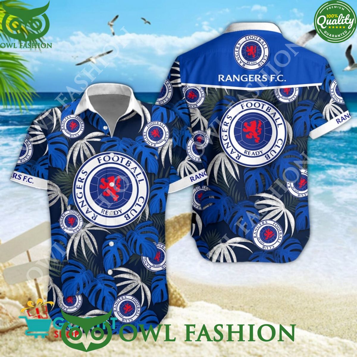 Rangers F.C. SPFL Team Limited Hawaiian - Adult & Kids T-Shirts, Sweatshirts & Hoodies apparel design preview 1