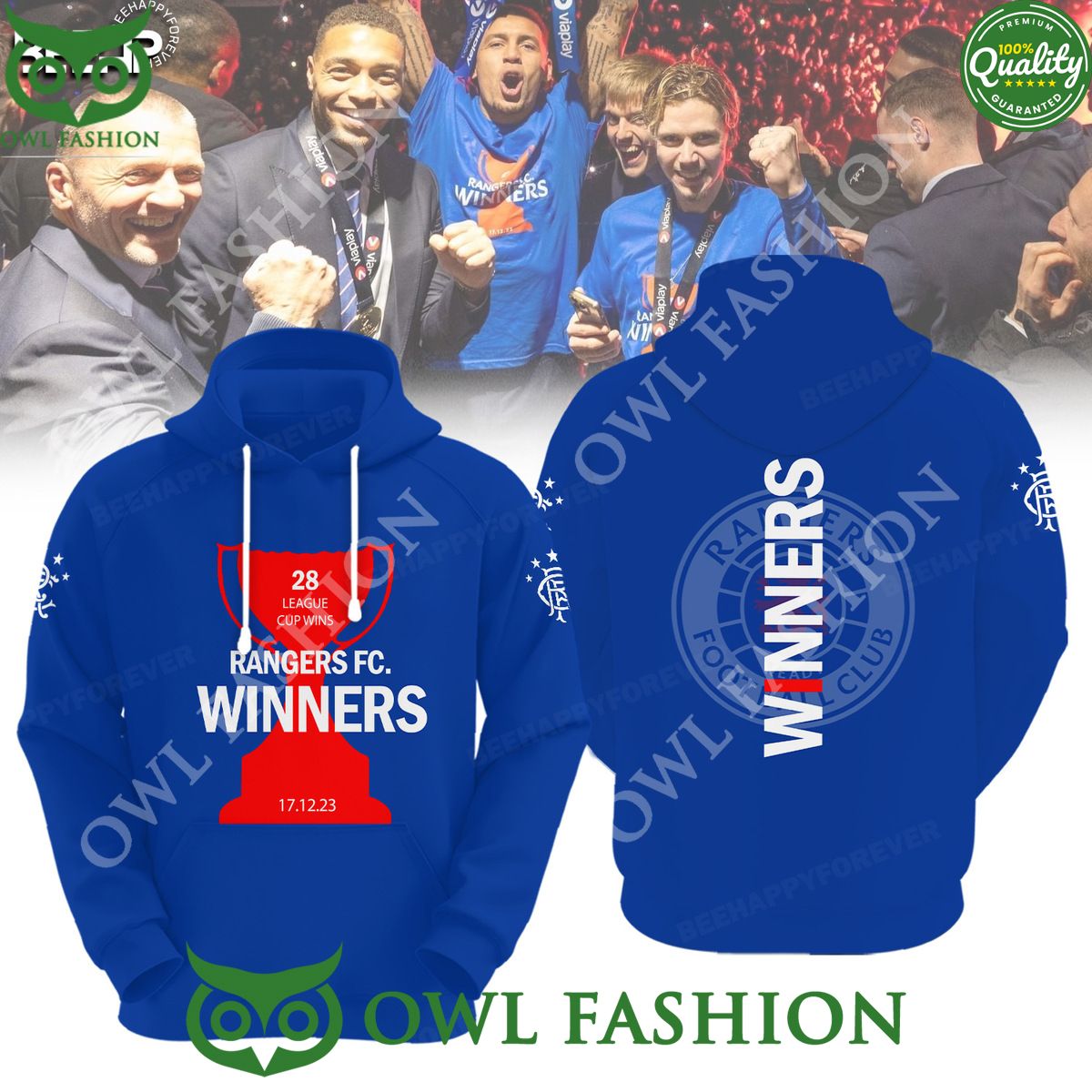 Rangers FC winners 28 league cups win blue printed - Adult & Kids T-Shirts, Sweatshirts & Hoodies apparel design preview 1