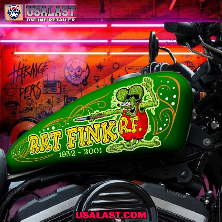 Rat Fink Motorcycle Custom Text Decal - Adult & Kids T-Shirts, Sweatshirts & Hoodies apparel design preview 1