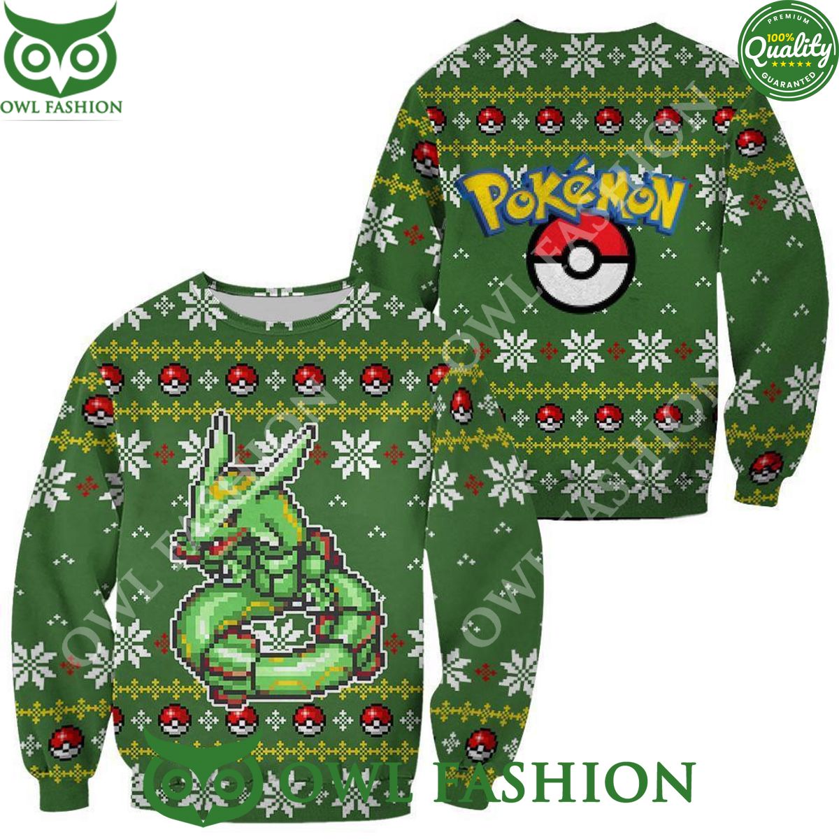 Rayquaza Ugly Christmas Sweater Custom Xmas Gift - Adult & Kids T-Shirts, Sweatshirts & Hoodies apparel design preview 1