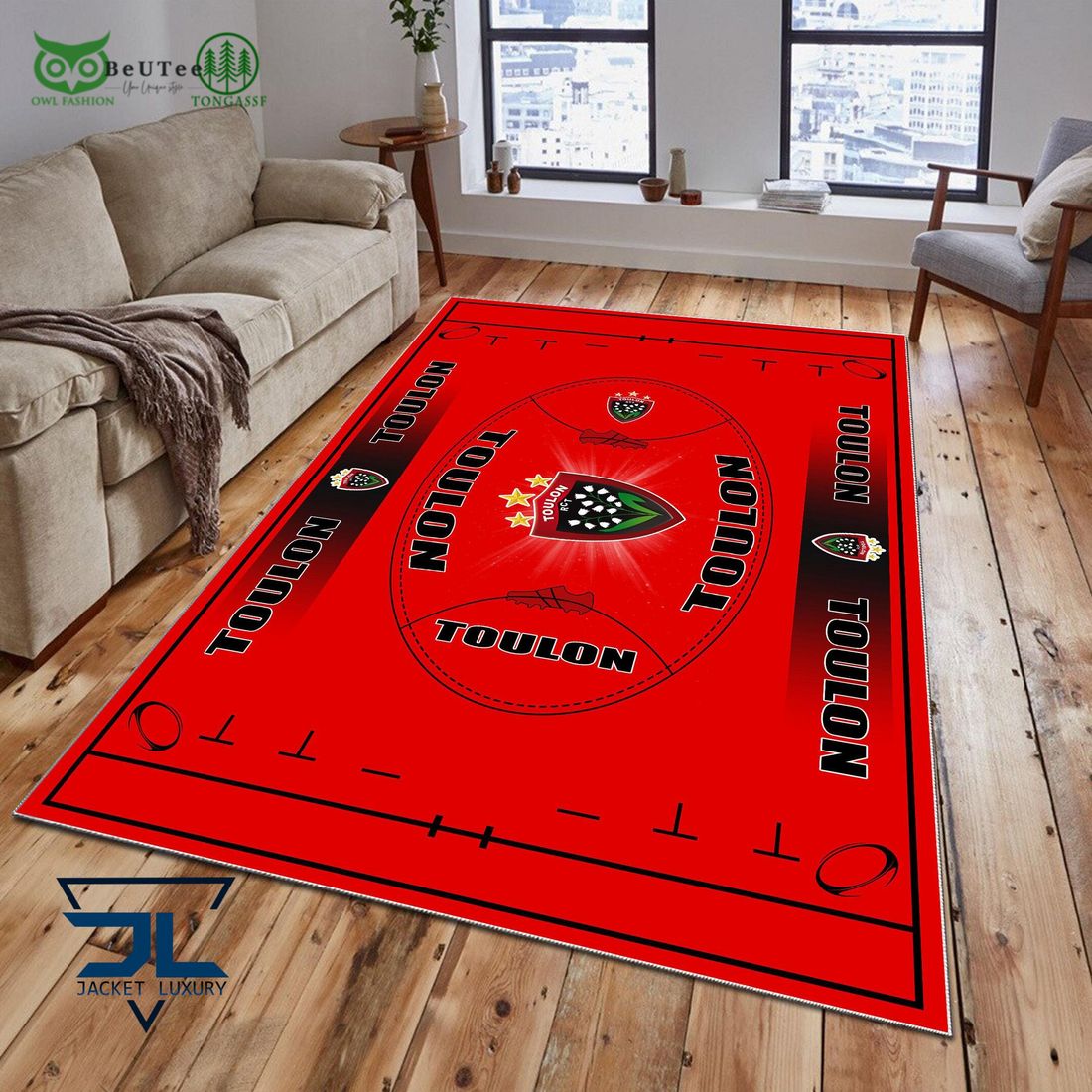 RC Toulonnais French Rugby Carpet Rug - Adult & Kids T-Shirts, Sweatshirts & Hoodies apparel design preview 1