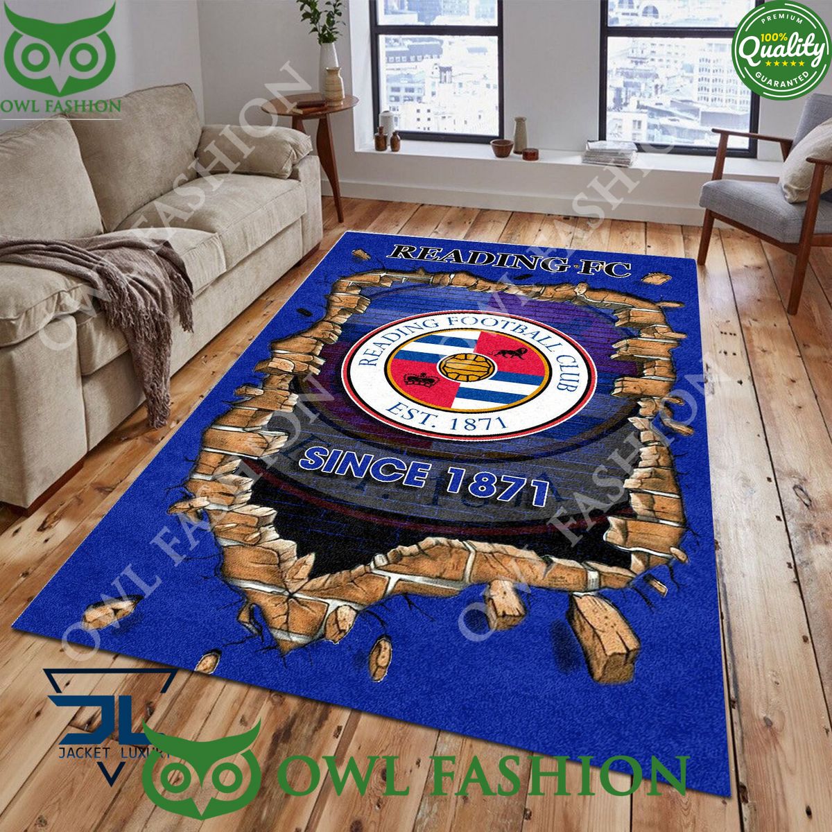 Reading F.C 1837 League Two Living Room Rug Carpet - Adult & Kids T-Shirts, Sweatshirts & Hoodies apparel design preview 1