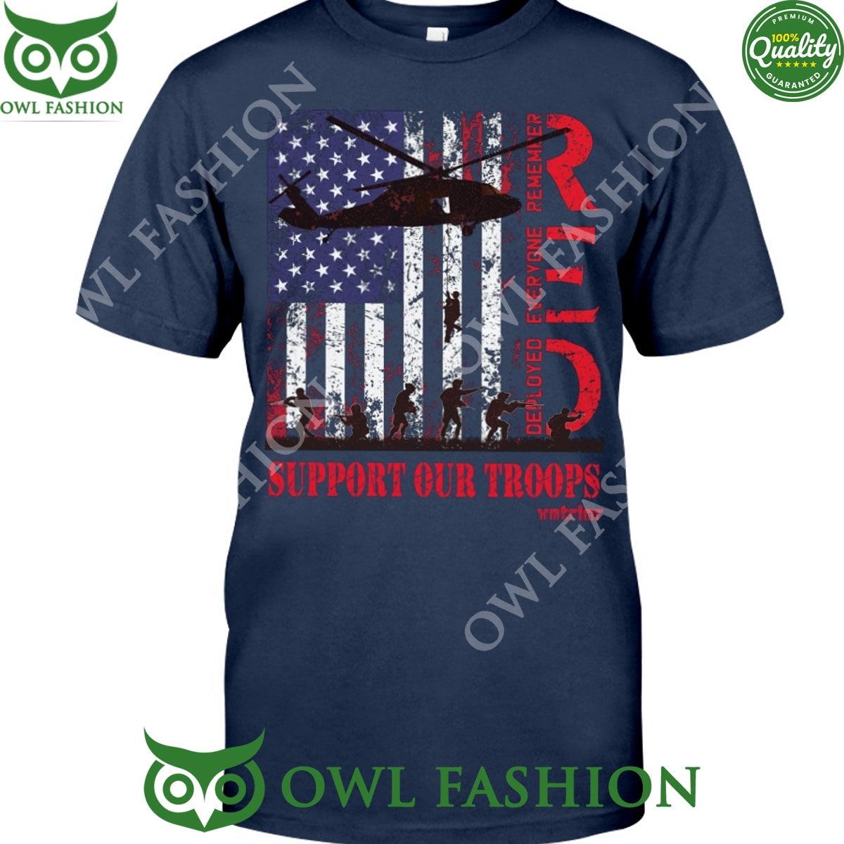 Red Support Our Troops Deployed Everyone Remember - Adult & Kids T-Shirts, Sweatshirts & Hoodies apparel design preview 1