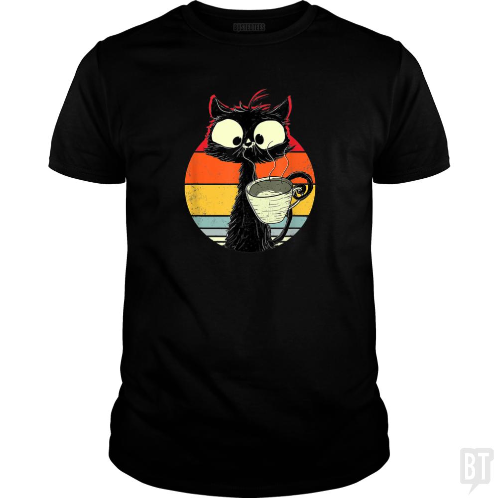 Retro Coffee Cat - Adult & Kids T-Shirts, Sweatshirts & Hoodies apparel design preview 1