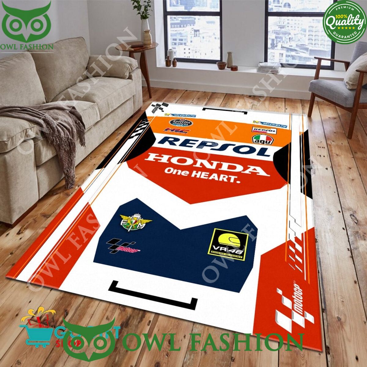 Repsol Honda Racing Team One Heart Carpet Rug - Adult & Kids T-Shirts, Sweatshirts & Hoodies apparel design preview 1