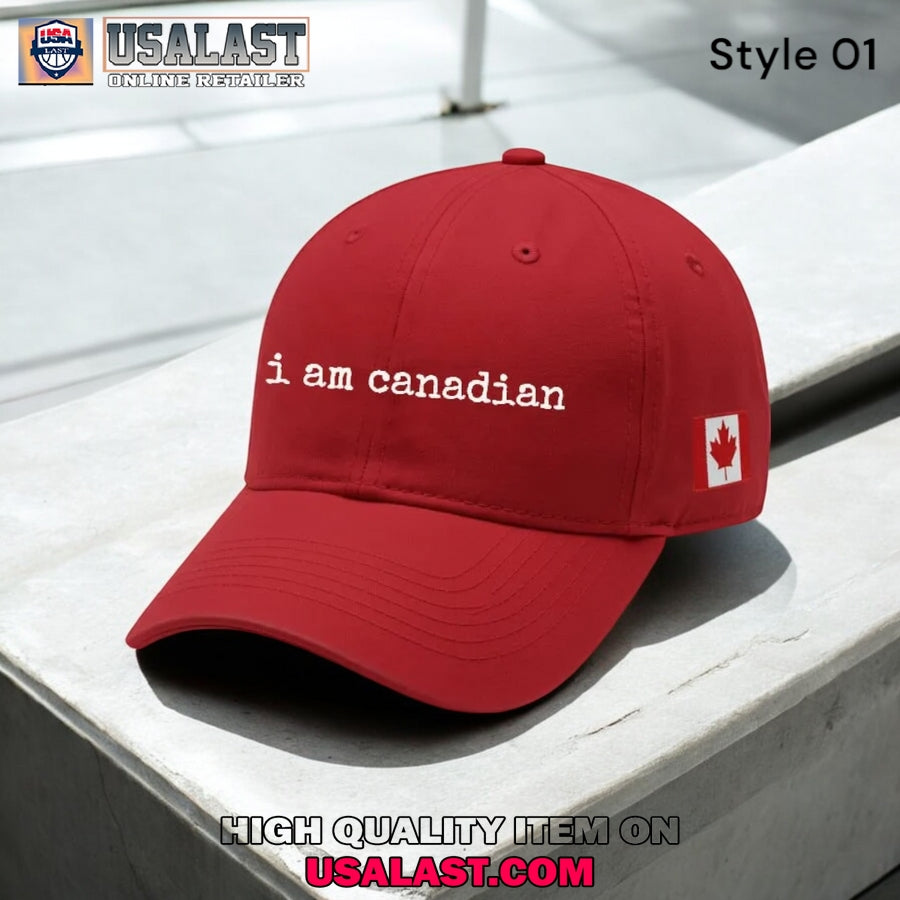 Retro I am Canadian Print Baseball Cap - Adult & Kids T-Shirts, Sweatshirts & Hoodies apparel design preview 1