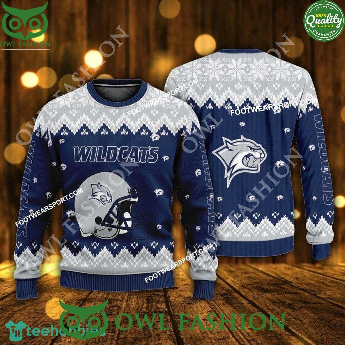 Logo Pattern Helmet New Hampshire Wildcats Xmas 3D - Adult & Kids T-Shirts, Sweatshirts & Hoodies apparel design preview 1