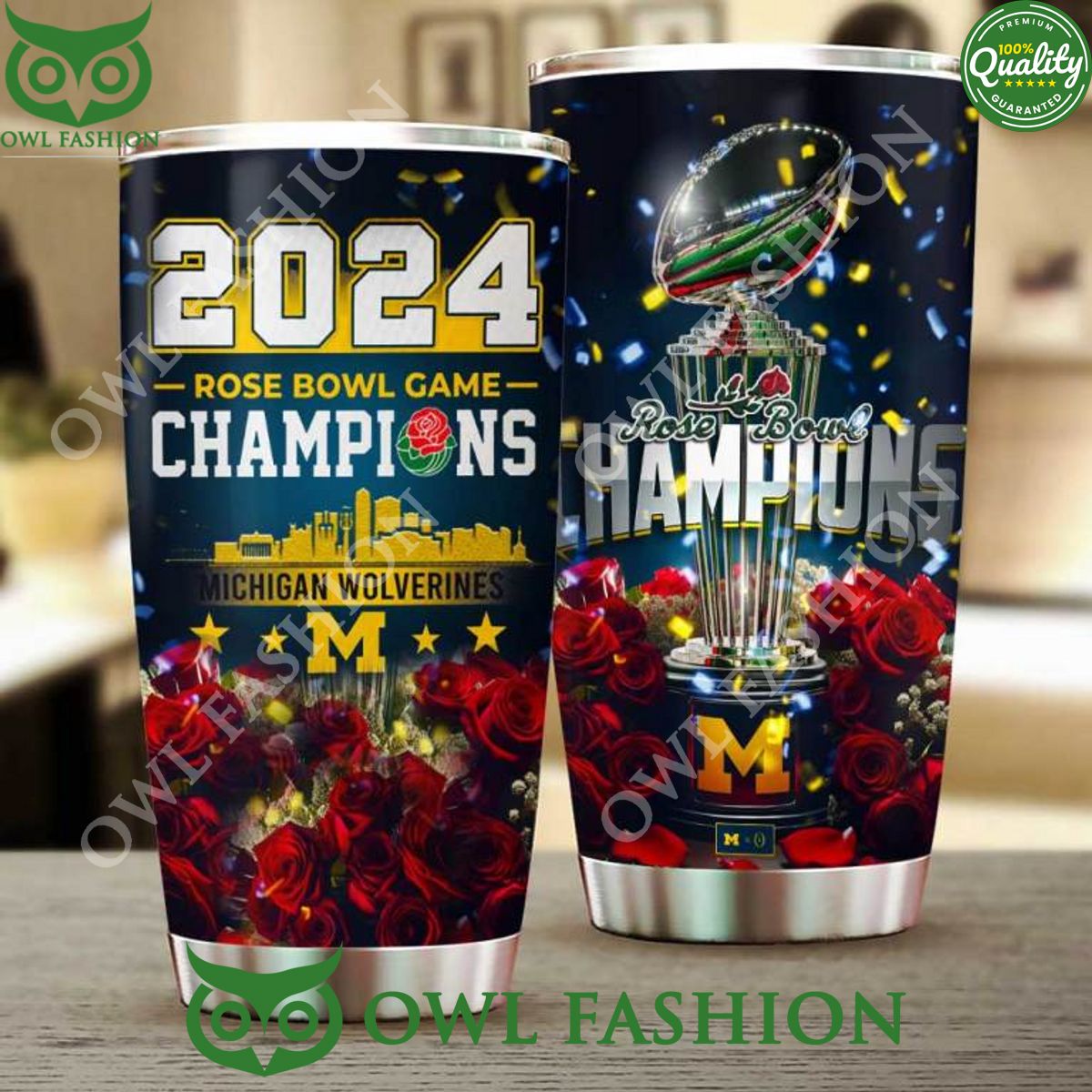 Rose Bowl Cup 2024 Michigan Wolverines NCAA flowers - Adult & Kids T-Shirts, Sweatshirts & Hoodies apparel design preview 1