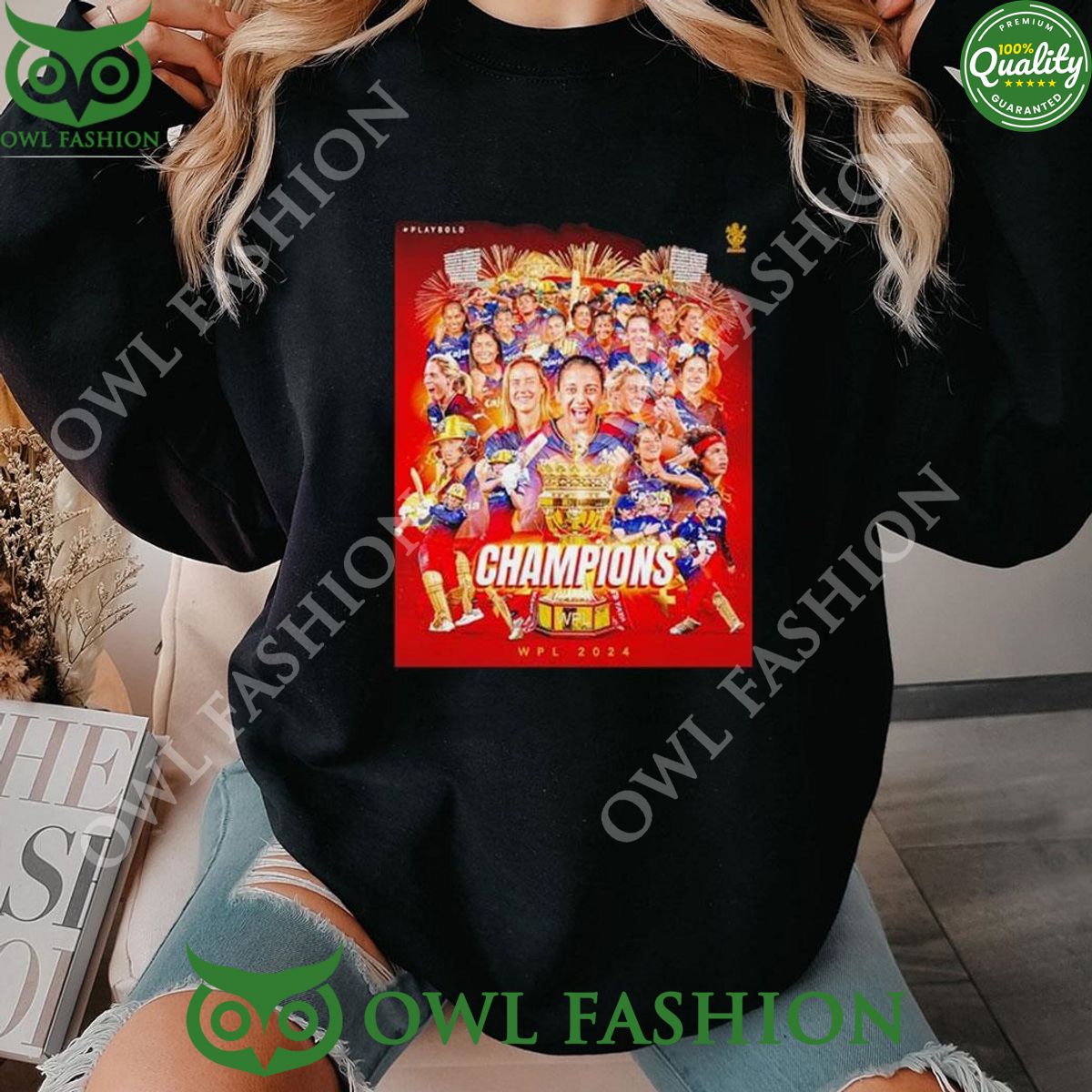 Royal Challengers Bangalore Wpl 2024 Champions Poster - Adult & Kids T-Shirts, Sweatshirts & Hoodies apparel design preview 1