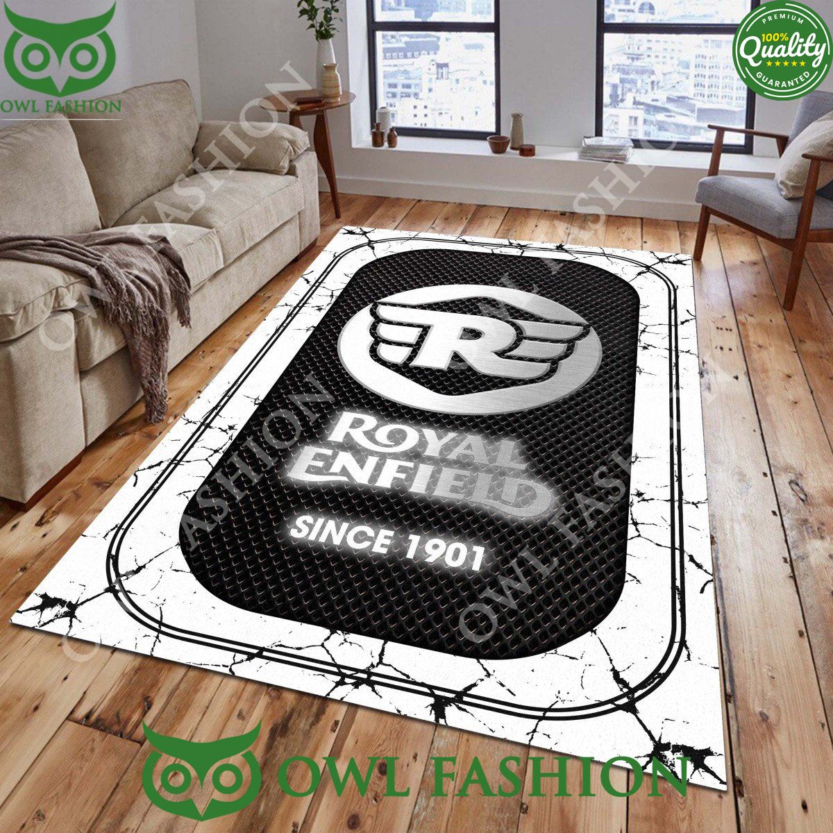 Royal Enfield 1901 brand Logo Custom Color Rug Carpet - Adult & Kids T-Shirts, Sweatshirts & Hoodies apparel design preview 1
