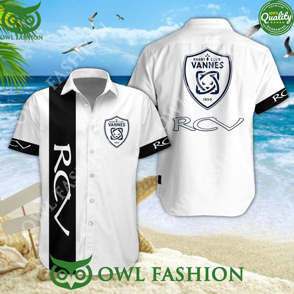 Rugby Club Vannes Champion Top 14 France Hawaiian - Adult & Kids T-Shirts, Sweatshirts & Hoodies apparel design preview 1