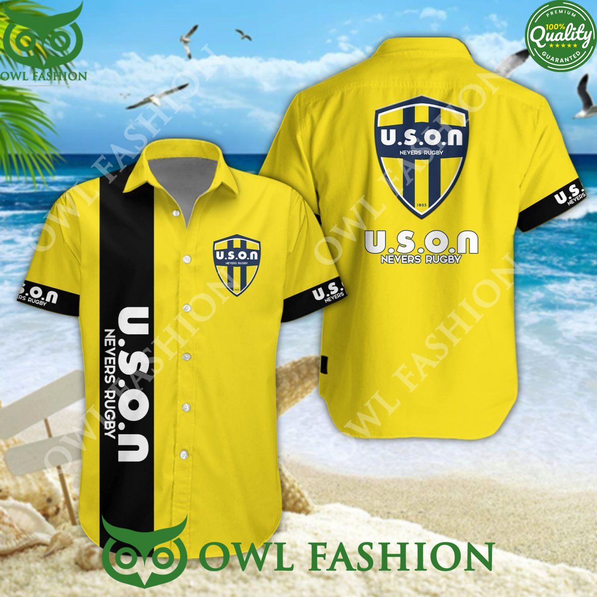 Rugby France USON Nevers Team hawaiian - Adult & Kids T-Shirts, Sweatshirts & Hoodies apparel design preview 1